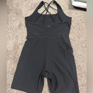 CALIA by Carrie Underwood Black Strappy-Back One-Piece Romper
